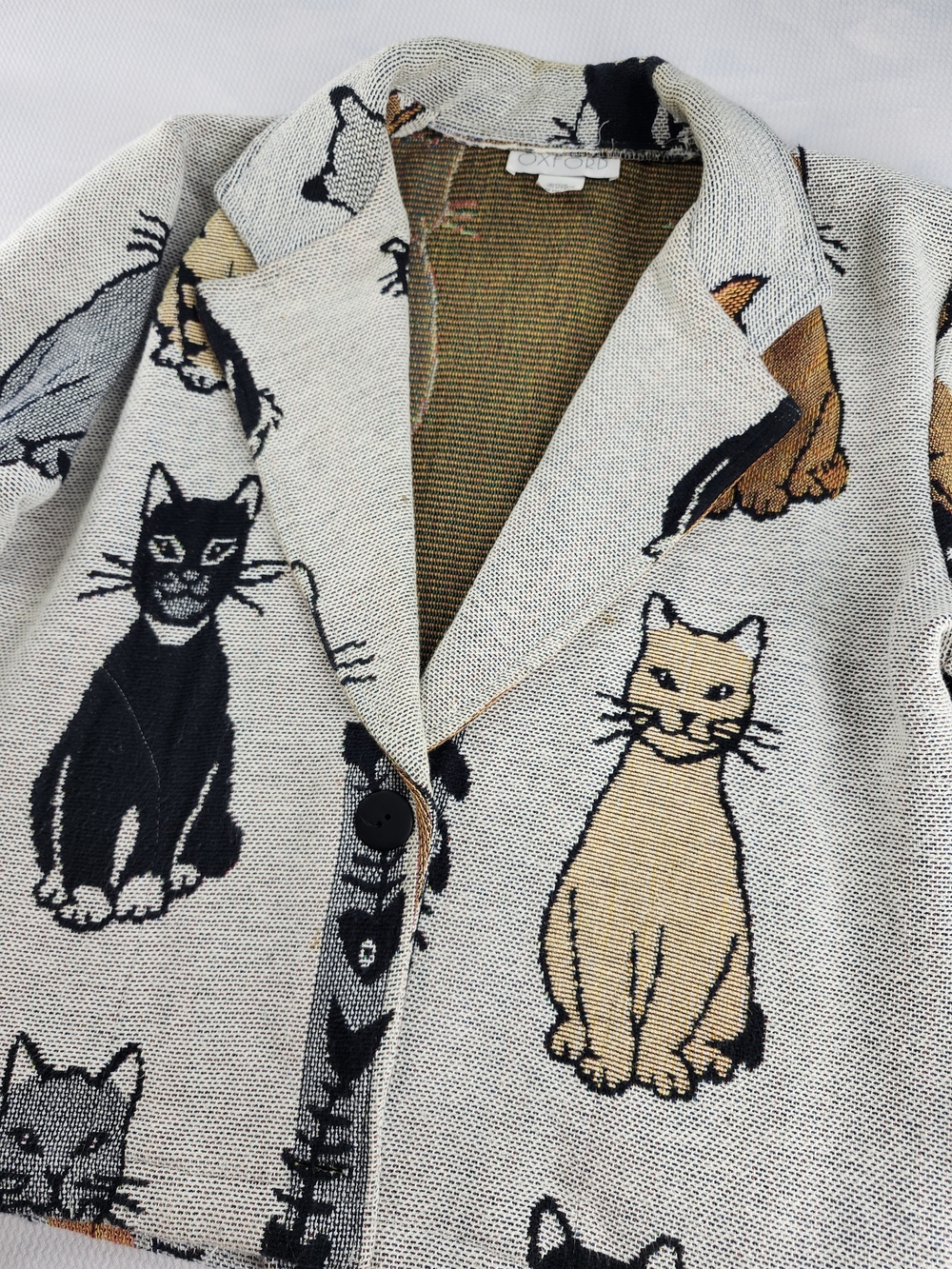 Ultra Rare Vintage Women's Cat Tapestry Blazer/Jacket, Grandmacore, Cottagecore